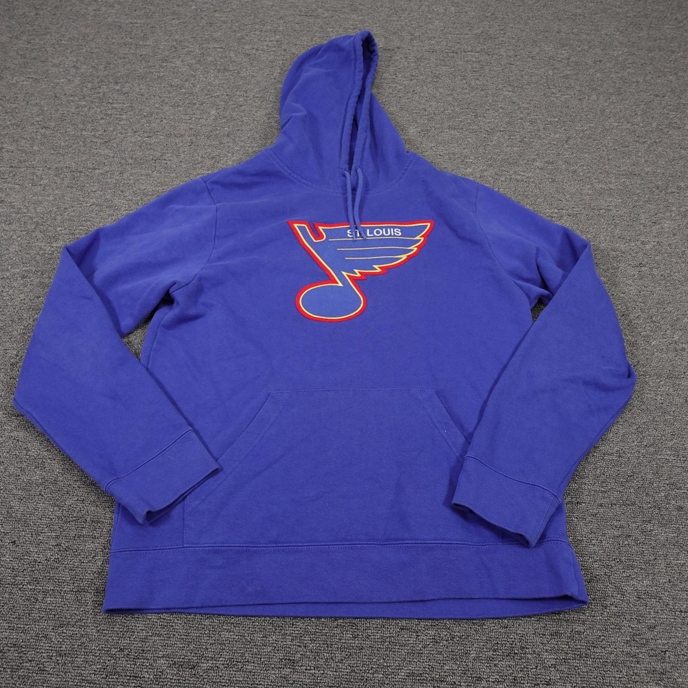 St Louis Blues Hoodie Mens Medium Blue NHL Hockey Majestic Pullover Sweatshirt
